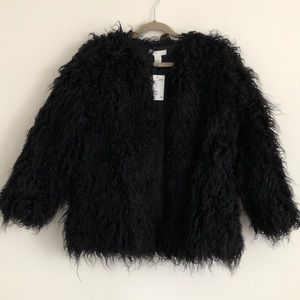 Black faux fur jacket